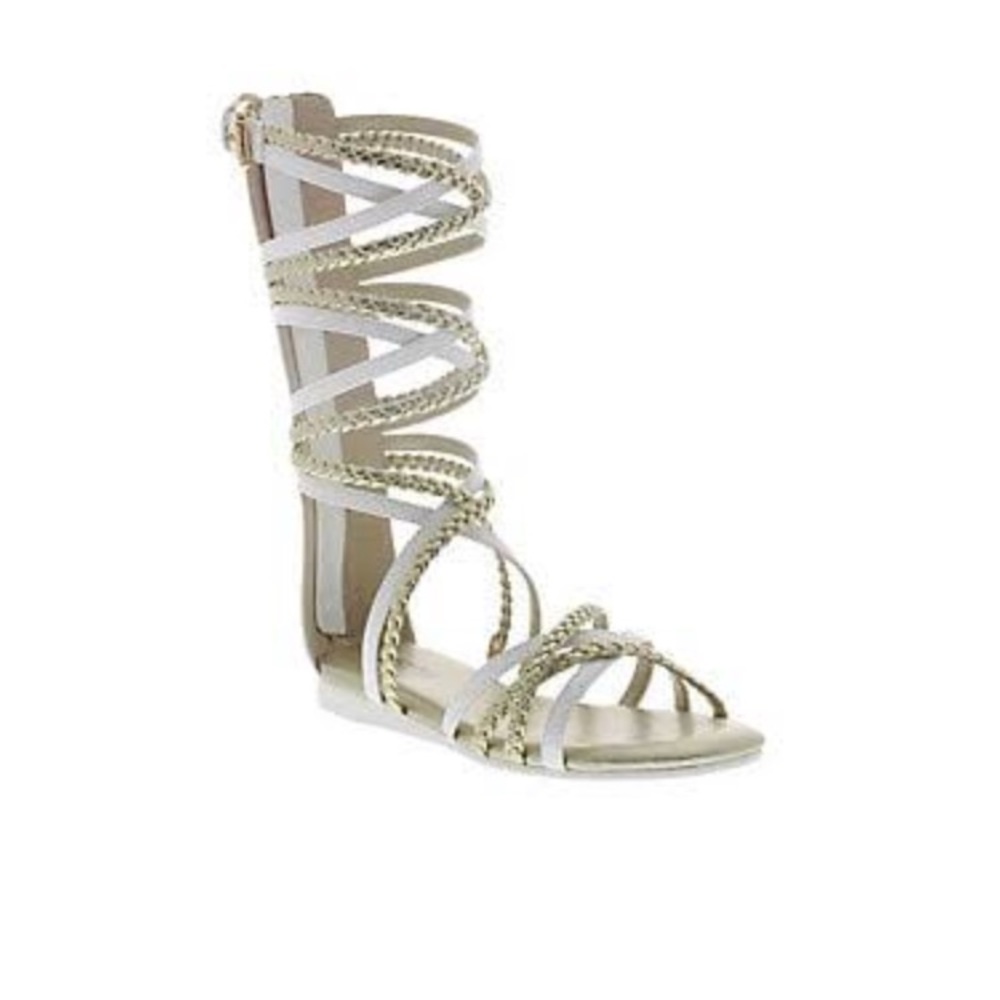Michael Kors Sandals Demi Kayla White Gold Size 11